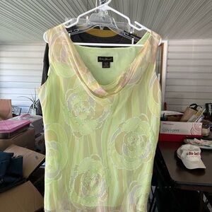 Ashley Stewart Pastel Floral Sleeveless Blouse and Matching Skirt